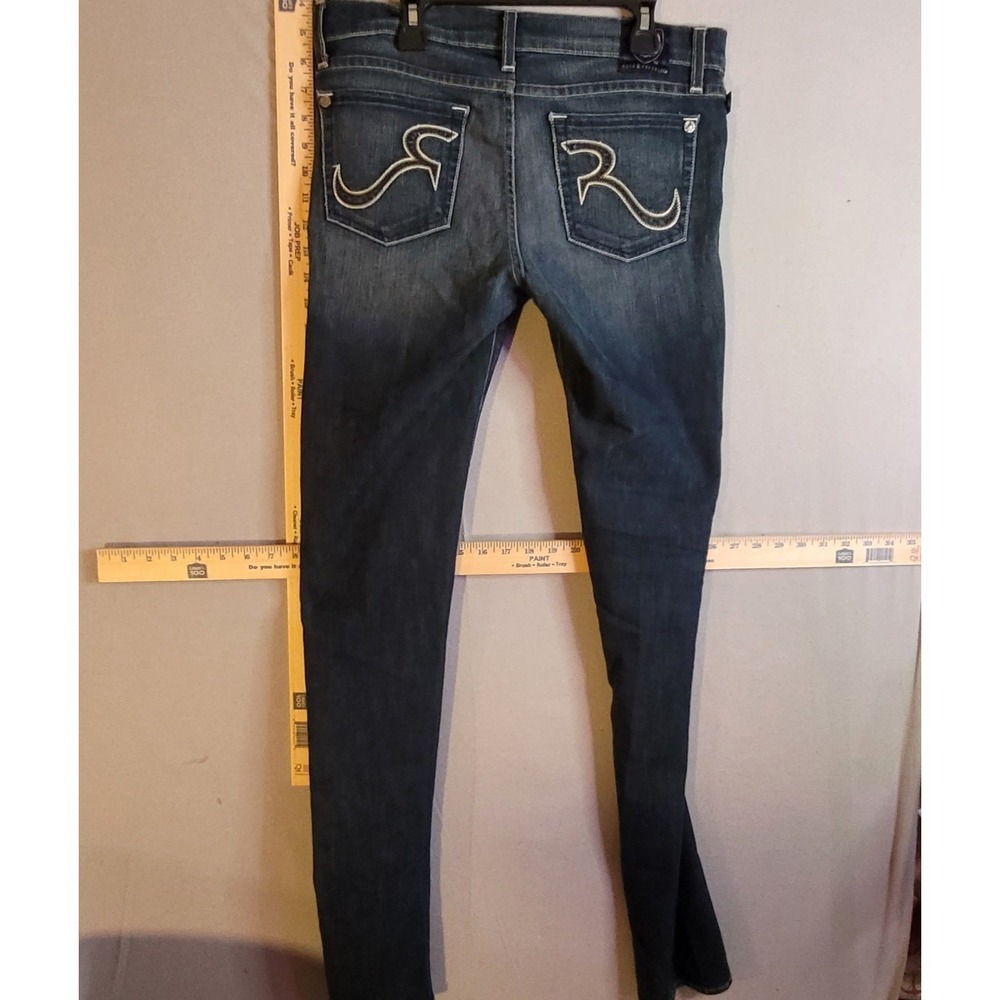 Rock‎ & Republic Women's Jeans Size 28 Slim Straight Dark Wash Stretch Low Rise - Picture 2 of 7
